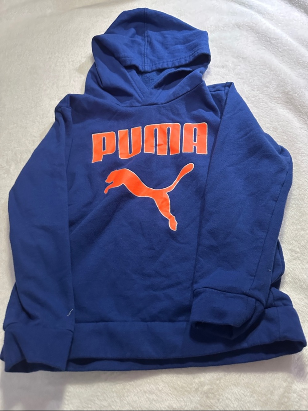 Puma Kids Royal Blue Hoodie with Orange Logo